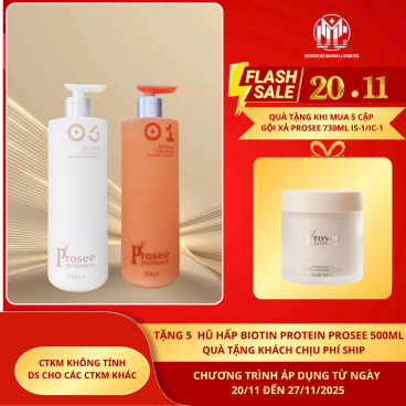 [Mua 5 cặp tặng IS-1/IC-1 5 Hũ hấp Biotin Protein 500ml IJ-1] Dầu Gội Xả Prosee Collagen 730ml – Phục Hồi Tóc Khô Xơ, Chẻ Ngọn & Gãy Rụng