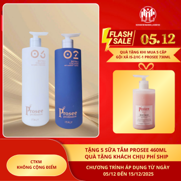 [Mua 5 cặp IS-2/IC-1  tặng 5 chai sữa tắm Prosee 460ml màu hồng IH-1] Dầu gội, xả Prosee xu hướng của Italy 730 ml Giải pháp chống gàu & ngăn rụng tóc