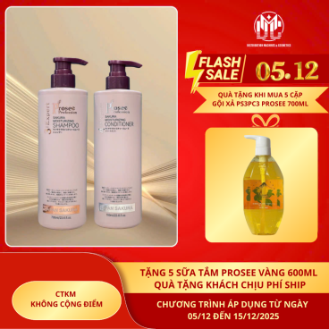 [Mua 5 cặp PS3/PC3 tặng 5 chai sữa tắm Prosee màu vàng 600ml PM4] Dầu gội Sakura Prosee PS3/PC3 700ml - Phục hồi, suôn mượt thơm bền mùi.