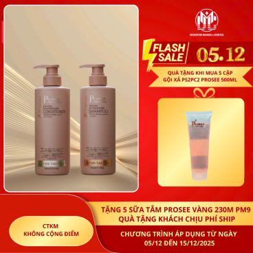 [Mua 5 cặp PS2/PC2 tặng 5 chai sữa tắm Prosee 230ml PM9] Cặp dầu gội xả PROSEE Sakura Moisturizing 500ml( dầu gội dành cho tóc dầu bết dính chống rụng)