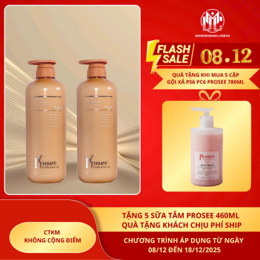[Mua 5 cặp Prosee Nâu PS6/PC6 780ml tặng 5 chai sữa tắm Prosee 460ml Hồng] –  Dầu gội Dưỡng ẩm, phục hồi & làm dịu tóc khô xơ