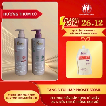 Xả kho [Mua 5 cặp PS4/PC4 hương cũ tặng 5 túi hấp Prosee 500ml PT5] Cặp dầu gội xả Sakura Prosee 700ml