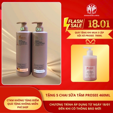 [Mua 5 cặp PS3/PC3 tặng 5 chai sữa tắm 460ml ] Dầu gội Sakura Prosee PS3/PC3 700ml - Phục hồi, suôn mượt thơm bền mùi.