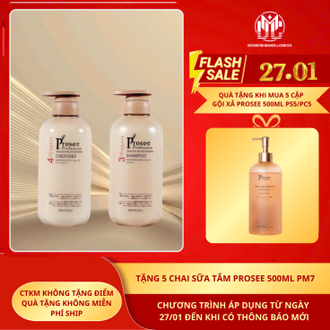 [Mua 5 cặp PS5/PC5 Tặng 5 sữa tăm Prosee 500ml PM7] Cặp dầu gội xả Prosee nâu 500ml