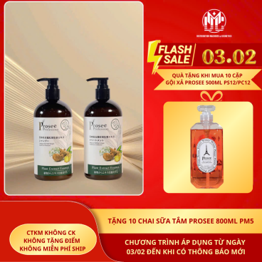 [Mua 10 cặp tặng PS12/PC12 10 chai sữa tắm Prosee màu hồng  800ml  PM5] Cặp dầu gội xả dưỡng sinhProsee 500ml