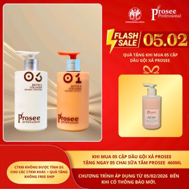 [Mua 5 cặp Gội xả 460ml IS-4/IC-4 tặng 5 chai sữa tắm Prosee màu hồng 460ml] Dầu Gội Xả Prosee Collagen 460ml – Phục Hồi Tóc Khô Xơ, Chẻ Ngọn & Gãy Rụng