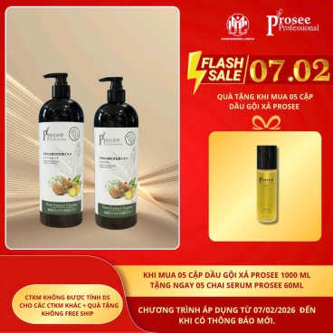 [Mua 5 cặp PS13/PC13 tặng 5 chai serum vuốt tóc Ir-1 ] Cặp Dầu Gội Xả Dưỡng Sinh Prosee PS13/PC13 1000ml – Tinh Chất Gừng, Phục Hồi & Nuôi Dưỡng Tóc Khỏe