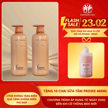 [Mua 10 cặp Prosee Nâu PS6/PC6 780ml tặng 10 chai sữa tắm Prosee 460ml Hồng] –  Dầu gội Dưỡng ẩm, phục hồi & làm dịu tóc khô xơ