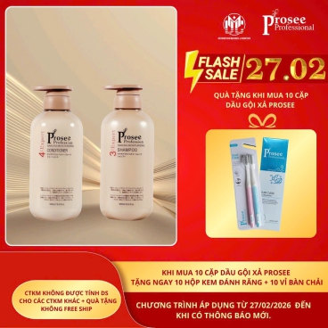 [Mua 10 cặp PS5/PC5 Tặng 10 hộp kem đánh răng + 10 vỉ bàn chải ] Cặp dầu gội xả Prosee nâu 500ml