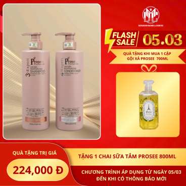 Tặng 1 sữa tắm 800ml khi Mua 1 Cặp dầu gội xả Sakura Prosee PS3/PC3 700ml - Phục hồi, suôn mượt thơm bền mùi.