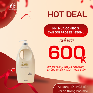 Hotdeal Combo 3 Dầu gội Prosee PS8 Can Trắng 1850ml – Mềm mượt, dưỡng tóc khỏe mạnh