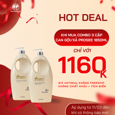 Hotdeal Combo 3 Cặp Dầu gội xả Prosee PS8/PC8 Can Trắng 1850ml – Dưỡng tóc mềm mượt, phục hồi hư tổn