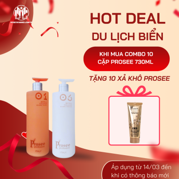 [Mua 10 cặp IS-1/IC-1 tặng 10 Xả khô Prosee PF1 230ml] Dầu Gội Xả Prosee Collagen 730ml – Phục Hồi Tóc Khô Xơ, Chẻ Ngọn & Gãy Rụng