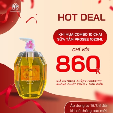 Hotdeal Combo 10 Sữa Tắm Prosee PM2 Hương Mạch Mơ Vàng 1020ml – Cấp Ẩm Mềm Mịn, Dưỡng Da Mượt Mà & Thơm Dịu