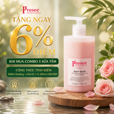 Combo 5 Sữa Tắm Prosee Màu Hồng IH-1 460ml - Hương Nước Hoa Cao Cấp, Dưỡng Ẩm Dịu Nhẹ