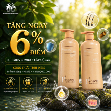 Combo 5 Cặp Dầu gội xả Prosee Nâu PS6/PC6 780ml – Dưỡng ẩm, phục hồi & làm dịu tóc khô xơ