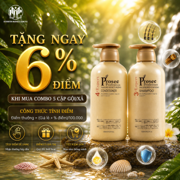 Combo 5 Cặp Dầu Gội Xả Prosee PS5/PC5 Nâu 500ml – Dưỡng Tóc Siêu Mượt & Bóng Khỏe