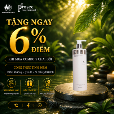Combo 5  Dầu gội Prosee PS7 780ml – Sạch da đầu, mềm mượt – Hương thơm đẳng cấp Châu Âu