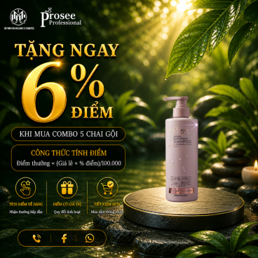 Combo 5 Dầu gội PROSEE PS2 Bao Bì Mới Sakura Moisturizing 500ml - Dành cho tóc dầu bết dính chống rụng