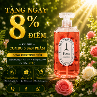 Combo 5 Sữa tắm Prosee PM5 hương nước hoa 800ml màu hồng - Dương Ẩm, Thơm Mát
