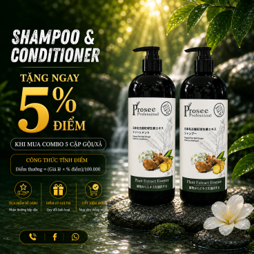 MPT - Combo 5 Cặp Dầu Gội Xả Dưỡng Sinh Prosee PS13/PC13 1000ml – Tinh Chất Gừng, Phục Hồi & Nuôi Dưỡng Tóc Khỏe