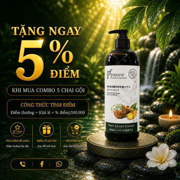 MPT - Combo 5 Dầu Gội Dưỡng Sinh Prosee PS13 1000ml – Nuôi Dưỡng Tóc Khỏe & Bóng Mượt