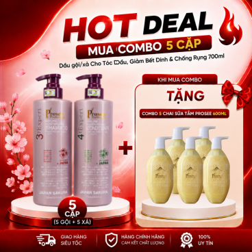 [Mua 5 cặp PS4/PC4 Bao Bì Cũ tặng 5 chai sữa tắm Prosee 600ml ] Cặp dầu gội xả Sakura Prosee 700ml
