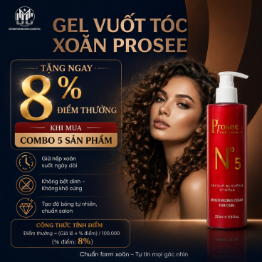 Combo 5  Gel Xoăn Tạo Kiểu Prosee PP2 250ml – Giữ Nếp Tóc Xoăn, Mềm Mượt & Tự Nhiên