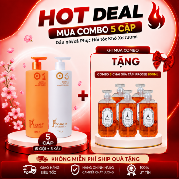 [Mua 5cặp IS-1/IC-1 tặng 5 chai sữa tắm Prosee 800ml ]  Dầu Gội Xả Prosee Collagen 730ml – Phục Hồi Tóc Khô Xơ, Chẻ Ngọn & Gãy Rụng