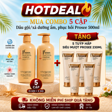 [Mua 5 cặp PS5/PC5 Tặng 5 Tuýp Hấp Siêu Mượt PT2 230ml] Cặp dầu gội xả Prosee nâu 500ml
