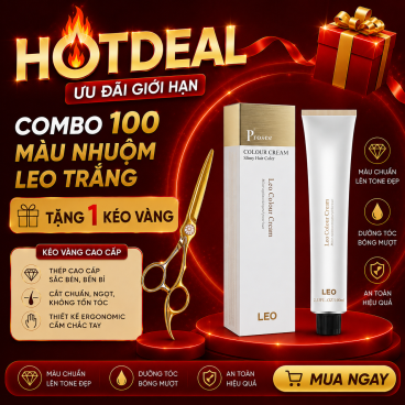 Tặng 1 kéo  vàng khi mua Combo 100  màu nhuộm Leo trắng