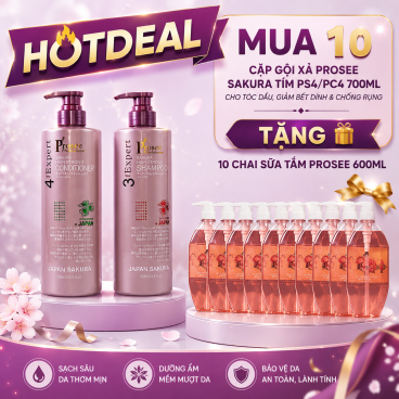 [Mua 10 cặp PS4/PC4  tặng 10 chai sữa tắm Prosee 600ml ] Cặp dầu gội xả Sakura Prosee 700ml