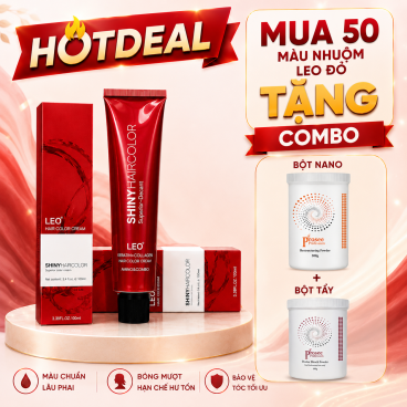 Tặng 1 Bột Nano + Bột tẩy khi mua Combo 50 màu nhuộm Leo Đỏ