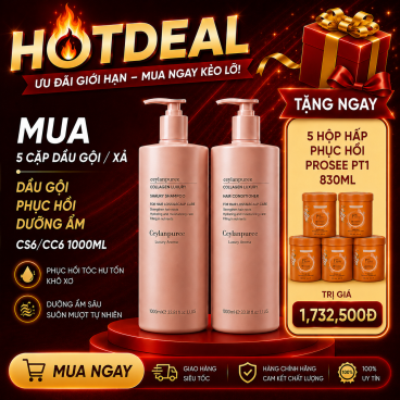 Tặng  5 Hộp hấp phục hồi Prosee PT1 830ml khi mua 5  Cặp Dầu Gội/Xả Ceylanpuree Luxury Aroma CS6/CC6 – Phục Hồi & Dưỡng Ẩm Cho Mái Tóc Mềm Mượt