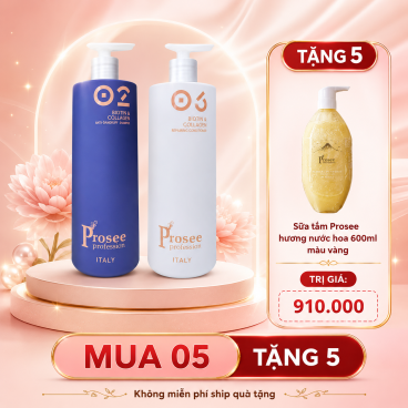 [Mua 5 cặp IS-2/IC-1  tặng 5 chai sữa tắm Prosee 600ml PM4 màu vàng] Dầu gội, xả Prosee xu hướng của Italy 730 ml Giải pháp chống gàu & ngăn rụng tóc