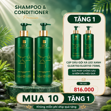 [Mua 10 tặng 1] Cặp Dầu Gội  Xả Leo Xanh GLGR750/XLGR750 750ml – Giải Pháp Chống Gàu & Kiềm Dầu Hiệu Quả