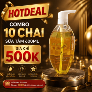 Hotdeal Combo 10 sữa tắm 600ml PM4T màu vàng Hương nước hoa,Thơm mát, Dịu Nhẹ