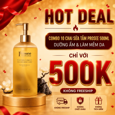 [Không Freeship] Combo 10 chai Sữa tắm Prosee PM8  hương nước hoa 500ml màu vàng