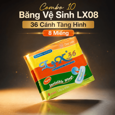 Combo 10  Băng Vệ Sinh LX08 - 36 Cánh Tàng Hình 8 Miếng